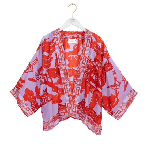 Short 'Giant Willow Violet' Kimono Jacket by One Hundred Stars