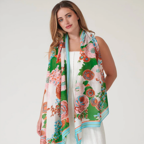 Scarf 'Kitsch Bouquet Green' by One Hundred Stars