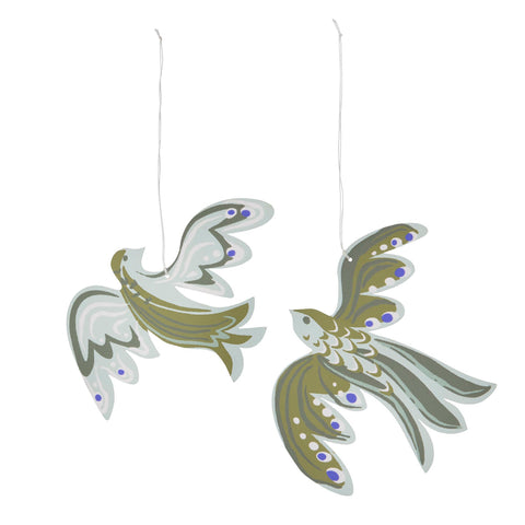 Paper Ornament 'Birds Seagrass' Set of Two by Bungalow of Denmark