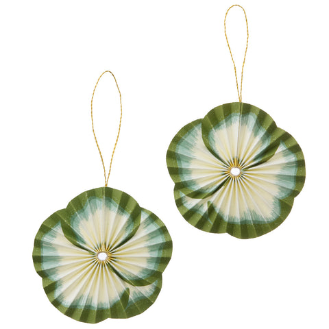 Paper Rosette 'Flower Green' 11cm Box of Two by Bungalow of Denmark