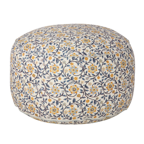 Pouffe 'Roja Indigo' Hand Block Printed Cotton by Bungalow of Denmark