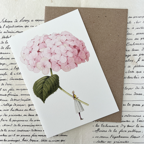 Laura Stoddart Card, Pale Pink Hydrangea.