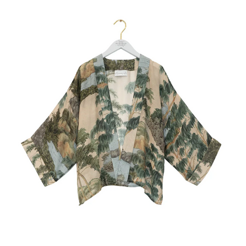 Short 'Rivers and Trees Natural' Kimono Jacket by One Hundred Stars