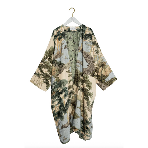Velvet 'Rivers and Trees Natural' Grande Kimono by One Hundred Stars