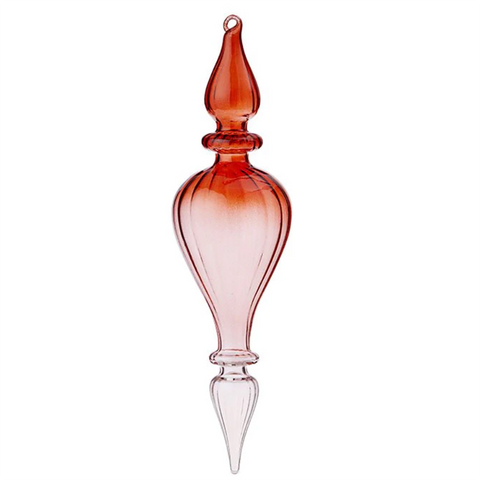 Glass Icicle 'Cone Ruby' Hanging Christmas Decoration by Bungalow of Denmark