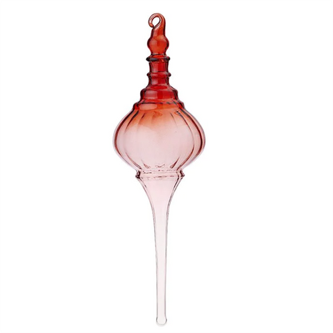 Glass Icicle 'Dome Ruby' Hanging Christmas Decoration by Bungalow of Denmark