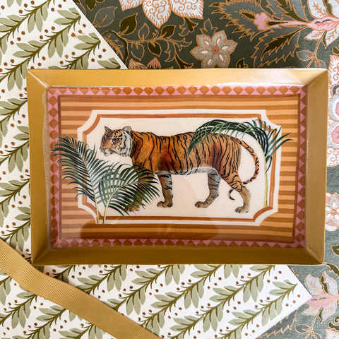 Enamel Tray 'Tiger' Rectangle by Roomytown UK