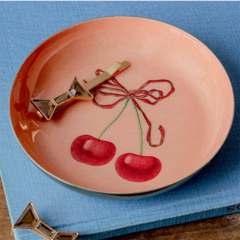 Enamel Tray 'Cherries' Round by Roomytown UK
