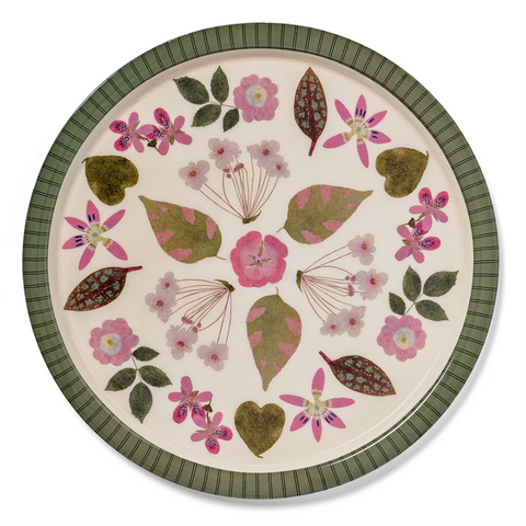 Enamel Tray 'The Living Herbarium' Large Round Serving Tray by Roomytown UK
