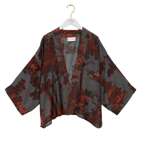 Short 'Pagoda Pewter' Kimono Jacket by One Hundred Stars