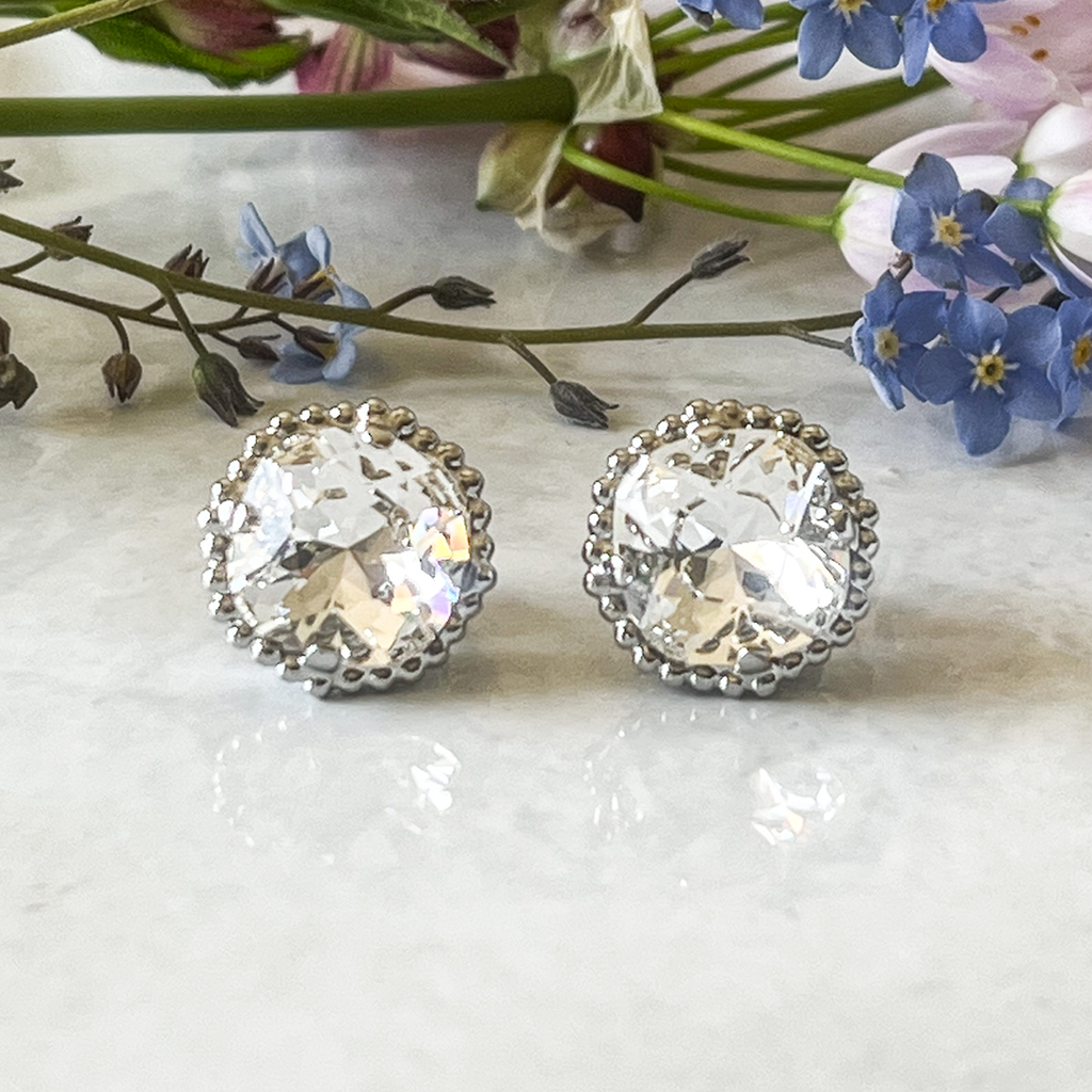 Simplicity Stud Silver Crystal Earrings