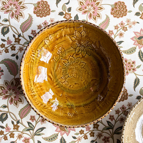 Arabesque 'Deep Dinner Plate' Bowl crackle glazed in 'Pineapple' by Sthal of Sweden