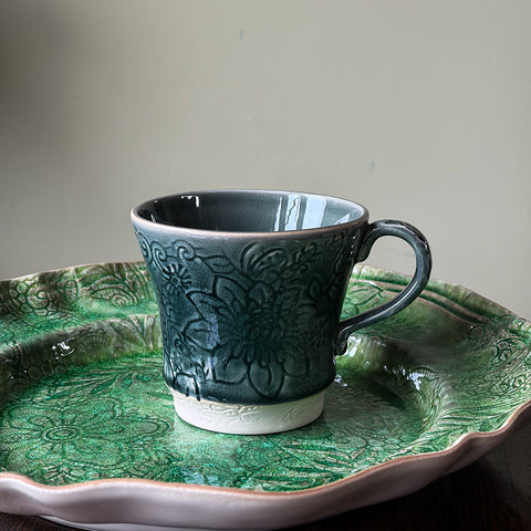 Arabesque 'Tea Mug' crackle glazed in 'Dusk' by Sthal of Sweden