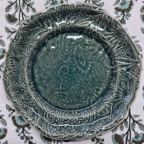 Arabesque 'Assiette' Starter Side Plate crackle glazed in 'Dusk' by Sthal of Sweden