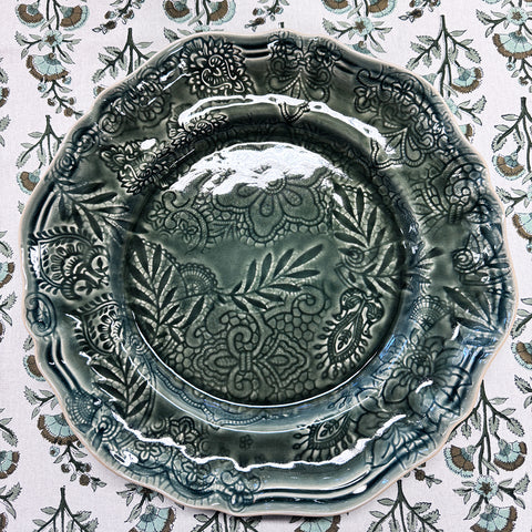 Arabesque 'Large Round Dish' Serving Plate crackle glazed in 'Dusk' by Sthal of Sweden
