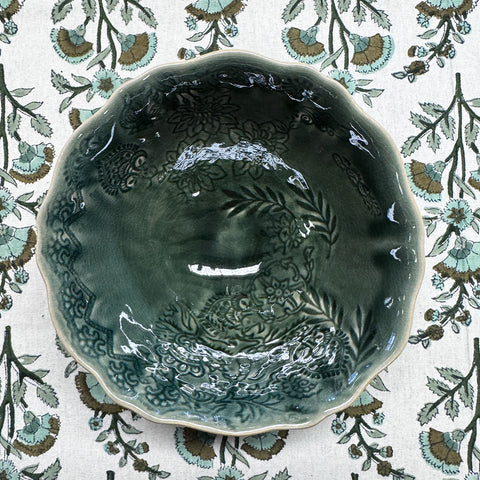 Arabesque 'Small Soup Bowl' crackle glazed in 'Dusk' by Sthal of Sweden