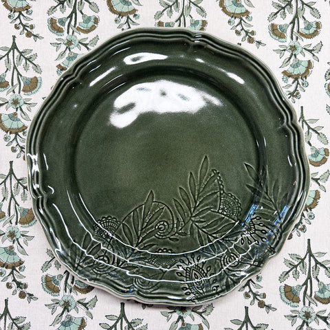 Arabesque Large 'Dinner Plate' crackle glazed in 'Shadow' by Sthal of Sweden