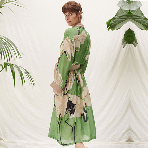 'Stork Pea Green Dressing Gown' by One Hundred Stars.