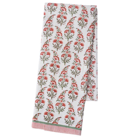 Tablecloth 'Calla Ruby' Large Hand Block Printed Cotton by Bungalow of Denmark