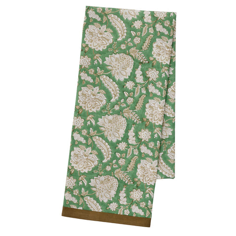 Tablecloth 'Yamini Sage' Extra Large Hand Block Printed Cotton by Bungalow of Denmark