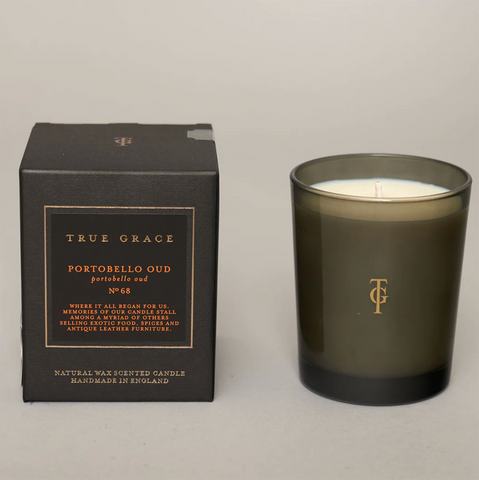Natural Wax 'Portobello Oud No 68' Scented Candle in Black Box by True Grace