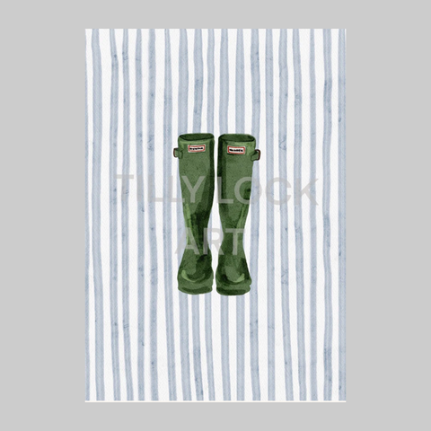 Welly Boots Blue Print by Tilly Lock Art