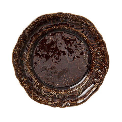 Arabesque 'Assiette' Starter Side Plate crackle glazed in 'Coffee' by Sthal of Sweden - Curated Living