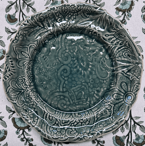 Arabesque 'Assiette' Starter Side Plate crackle glazed in 'Dusk' by Sthal of Sweden - Curated Living