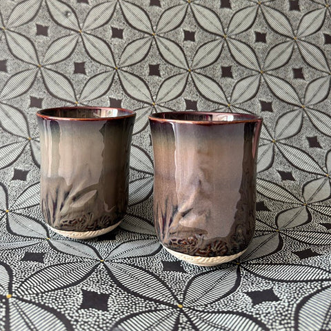 Arabesque 'Caffe Latte Mug' crackle glazed in 'Fig' by Sthal of Sweden - Curated Living