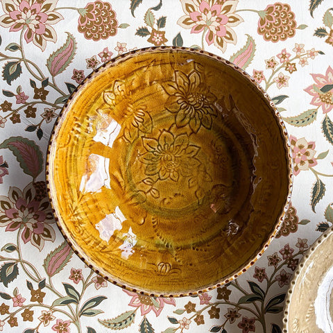 Arabesque 'Deep Dinner Plate' Bowl crackle glazed in 'Pineapple' by Sthal of Sweden - Curated Living