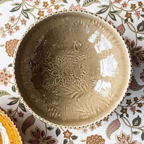 Arabesque 'Deep Dinner Plate' Bowl crackle glazed in 'Sand' by Sthal of Sweden - Curated Living