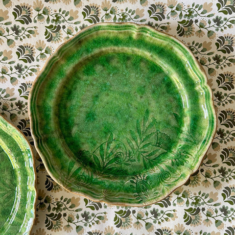 Arabesque Large 'Dinner Plate' crackle glazed in 'Seaweed' by Sthal of Sweden - Curated Living
