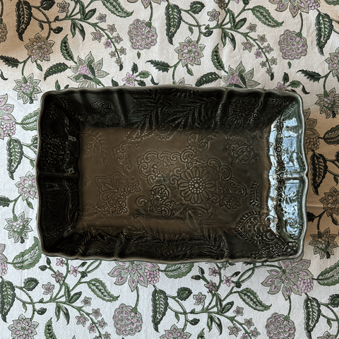 Arabesque 'Large Gratin Dish' crackle glazed in 'Shadow' by Sthal of Sweden - Curated Living