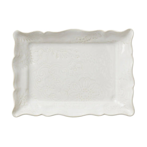 Arabesque Rectangular 'Appetiser Plate' crackle glazed in 'White' by Sthal of Sweden - Curated Living