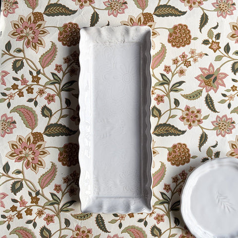 Arabesque Rectangular 'Tray Dish' Plate crackle glazed in 'White' by Sthal of Sweden - Curated Living
