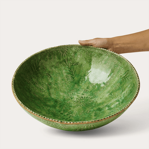 Arabesque Serving 'Big Bowl' crackle glazed in 'Seaweed' by Sthal of Sweden - Curated Living