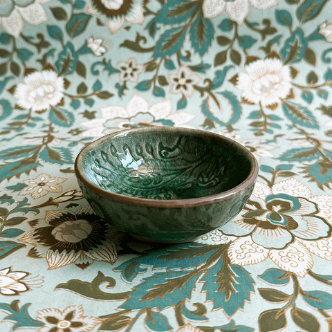 Arabesque 'Small Dip Bowl' crackle glazed in 'Seaweed' By Sthal of Sweden - Curated Living