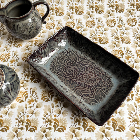 Arabesque 'Small Gratin Dish' crackle glazed in 'Fig' by Sthal of Sweden - Curated Living