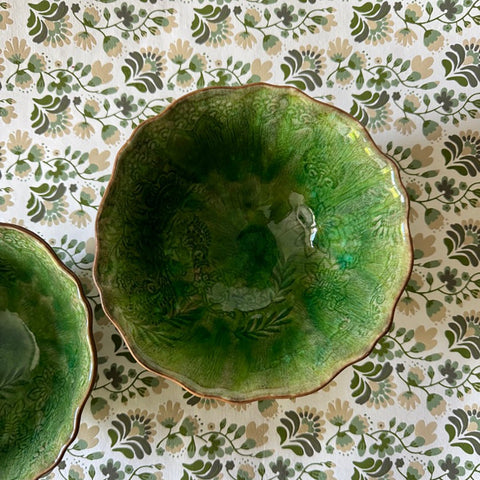 Arabesque 'Small Soup Bowl' crackle glazed in 'Seaweed' by Sthal of Sweden - Curated Living