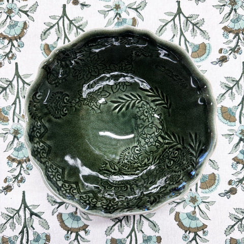 Arabesque 'Small Soup Bowl' crackle glazed in 'Shadow' by Sthal of Sweden - Curated Living