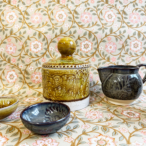 Arabesque 'Tea Caddy' crackle glazed in 'Pineapple' by Sthal of Sweden - Curated Living