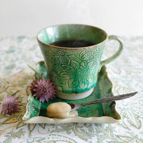 Arabesque 'Tea Mug' crackle glazed in 'Seaweed' by Sthal of Sweden - Curated Living