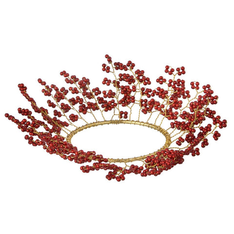 Beaded Candle Ring 'Niva Ruby' 7cm by Bungalow of Denmark - Curated Living