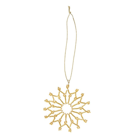 Beaded Ornament Snowflake 'Elia Gold' 7cm by Bungalow of Denmark - Curated Living