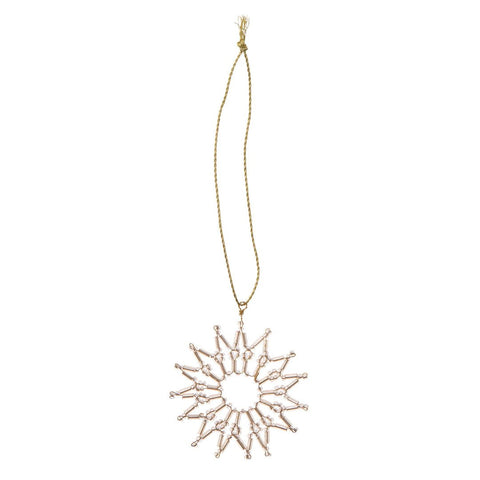 Beaded Ornament Snowflake 'Elia Silver' 5cm by Bungalow of Denmark - Curated Living