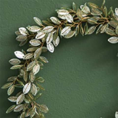 Beaded Ornament Wreath 'Lira Pale Green' 30cm by Bungalow of Denmark - Curated Living