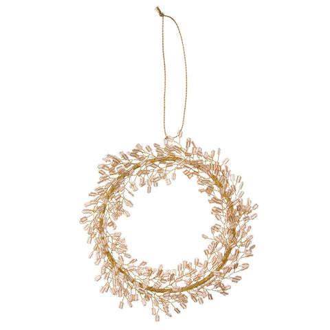 Beaded Ornament Wreath 'Mio Champagne' 13cm by Bungalow of Denmark - Curated Living