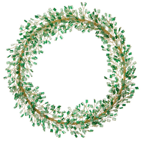 Beaded Ornament Wreath 'Mio Emerald' 18cm by Bungalow of Denmark - Curated Living