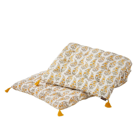 Bench Mattress 'Calla Honey' Hand Block Printed Cotton by Bungalow of Denmark - Curated Living
