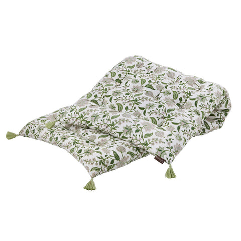 Bench Mattress 'Divya Parrot' Hand Block Printed Cotton by Bungalow of Denmark - Curated Living